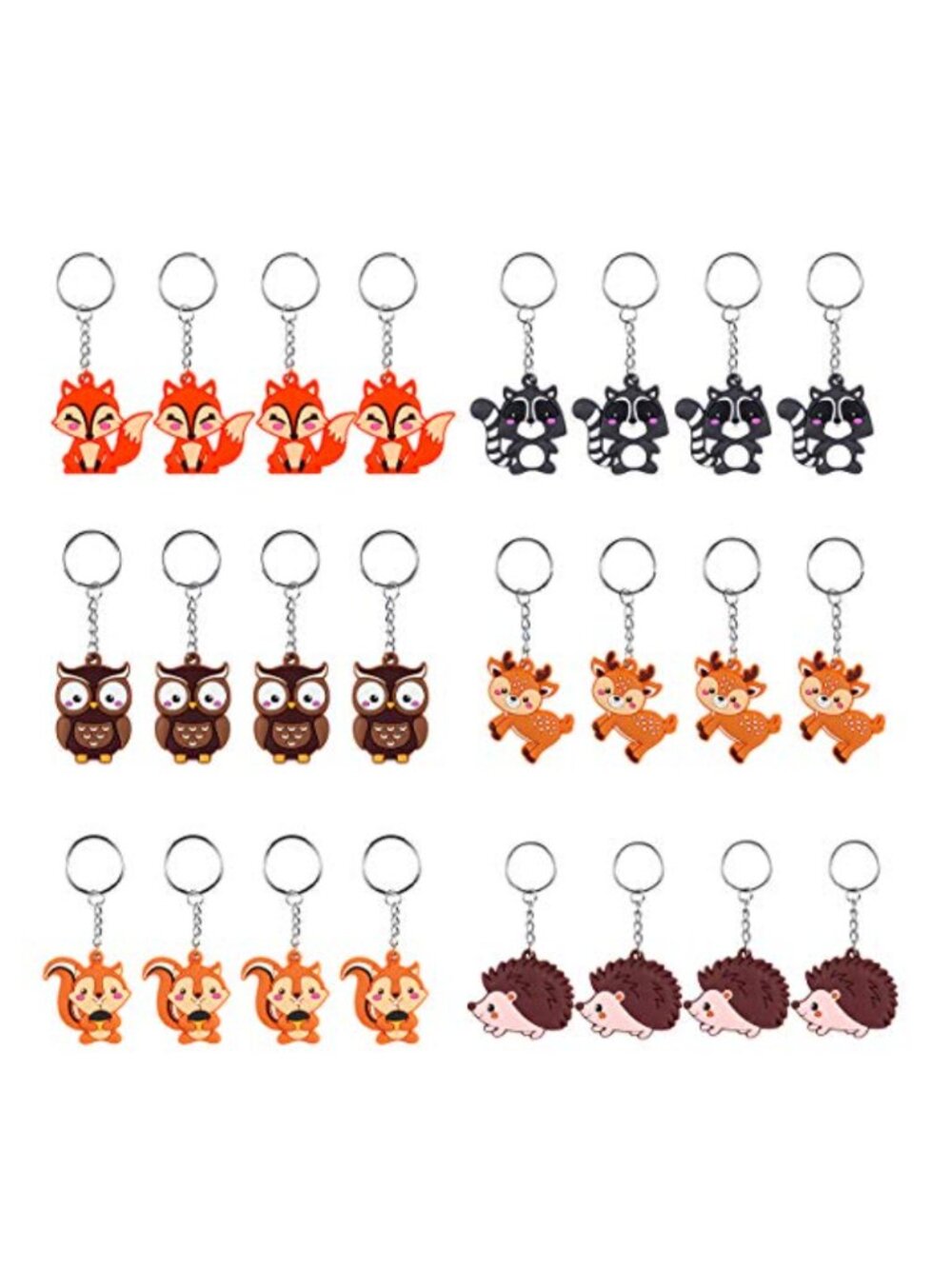 Woodland Animal Keychains - 24 Pack Party Favors, Birthday Bag Fillers